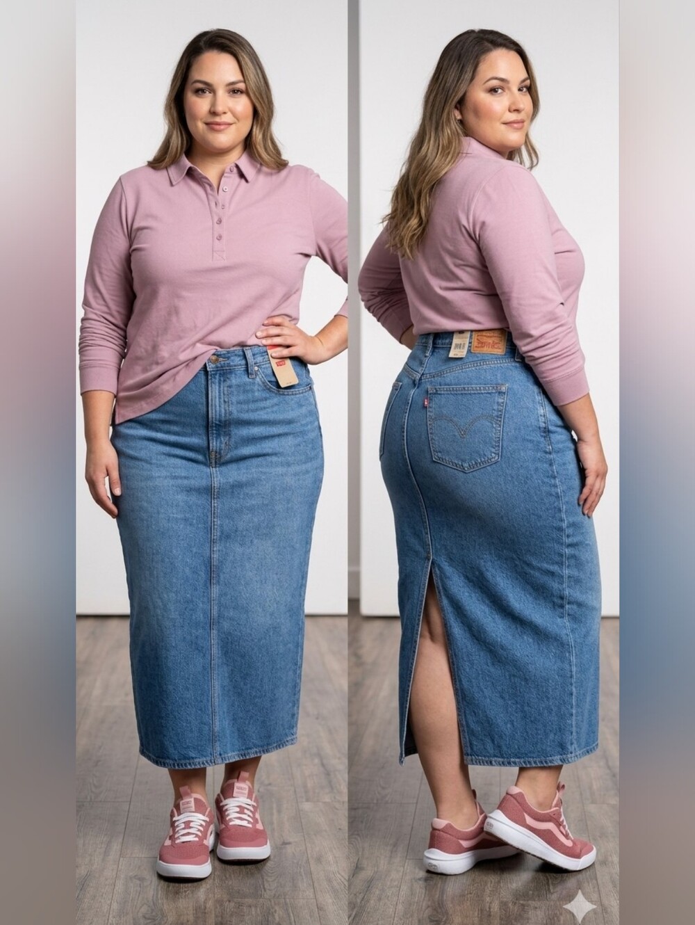 NWT Levi’s Premium High Rise Column Denim Midi Skirt – Medium Wash – Size 33